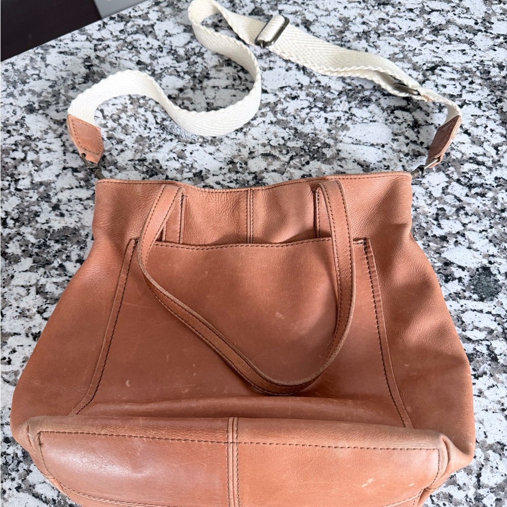 Noonday Collection Tan Leather Shoulder Bag
